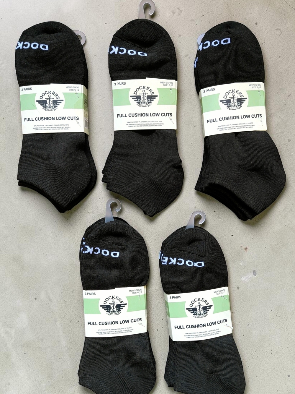 Dockers Men’s Black Full Cushion Low Cut Socks - 3 Pairs